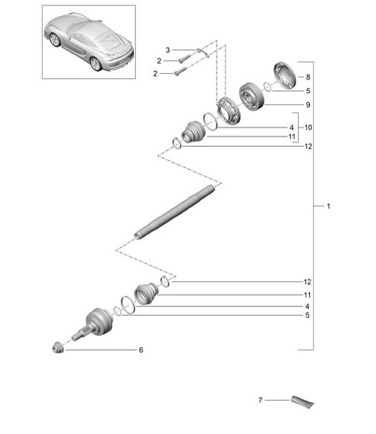 Diagram 501-005 Porsche Cayman 987C/981C (2005-2016) Rear Axle