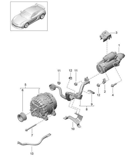 Diagram 902-005 Porsche Cayman 987C/981C (2005-2016) Équipement électrique