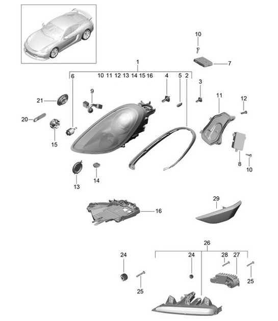 Diagram 905-002 Porsche Cayman 987C/981C (2005-2016) Elektrische apparatuur